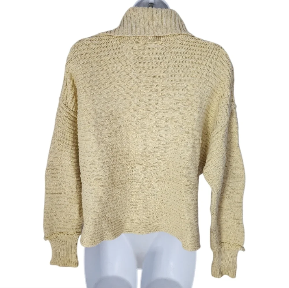 Free People Marlie Pullover Oversized Cropped Women's Beige Knit Sweater XS - Picture 7 of 11